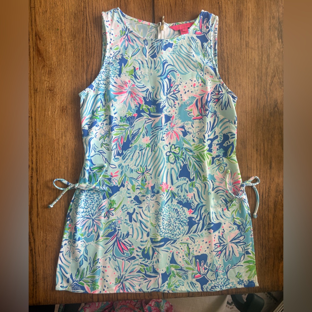 Lilly Pulitzer Blue, Pink & Green Tropical Print Dress